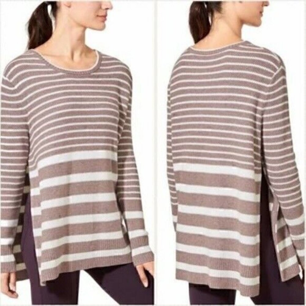 Athleta Light Brown & White Merino Wool Sweater Sz XL